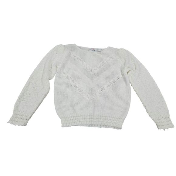 Vintage Helium Cream Off White Sweater Sz M Delicate Cottagecore Puff Sleeve - Picture 1 of 7